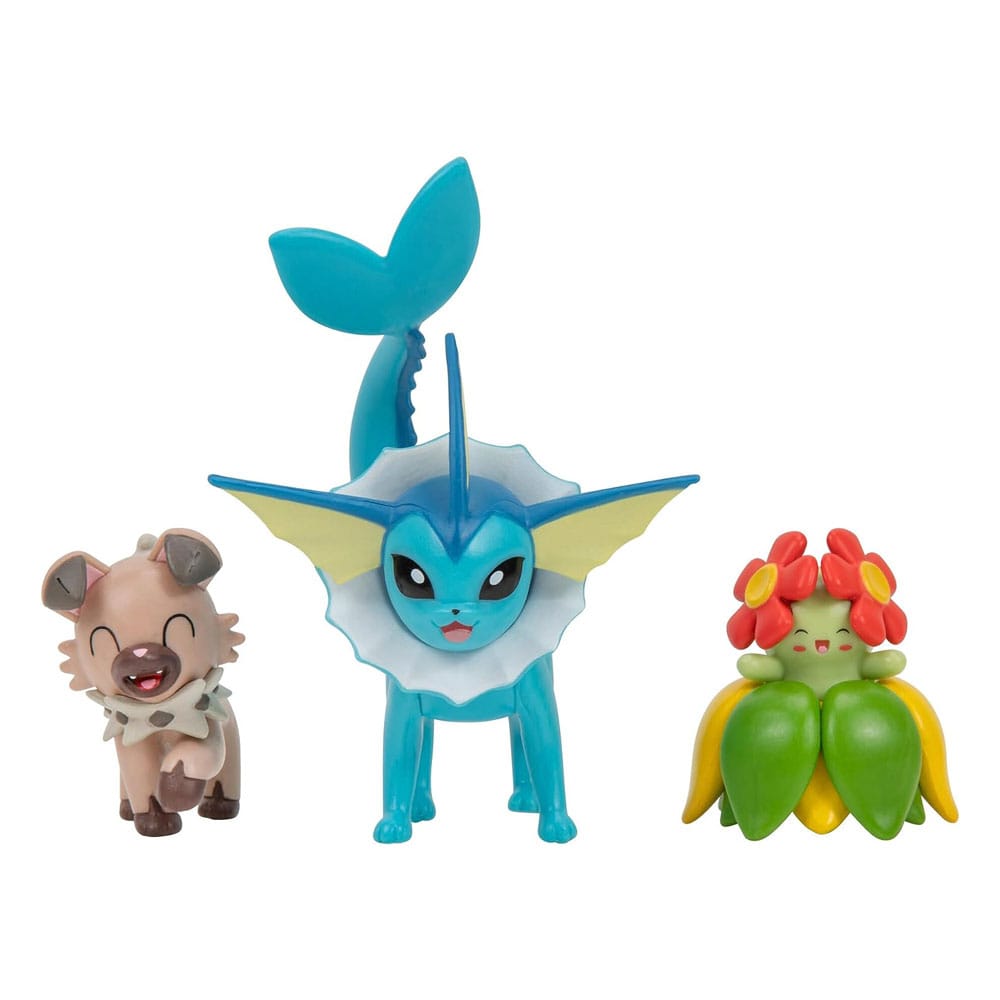 Pokémon Pack de 3 Figuras Battle Figure Set Rockruff, Bellossom, Vaporeon