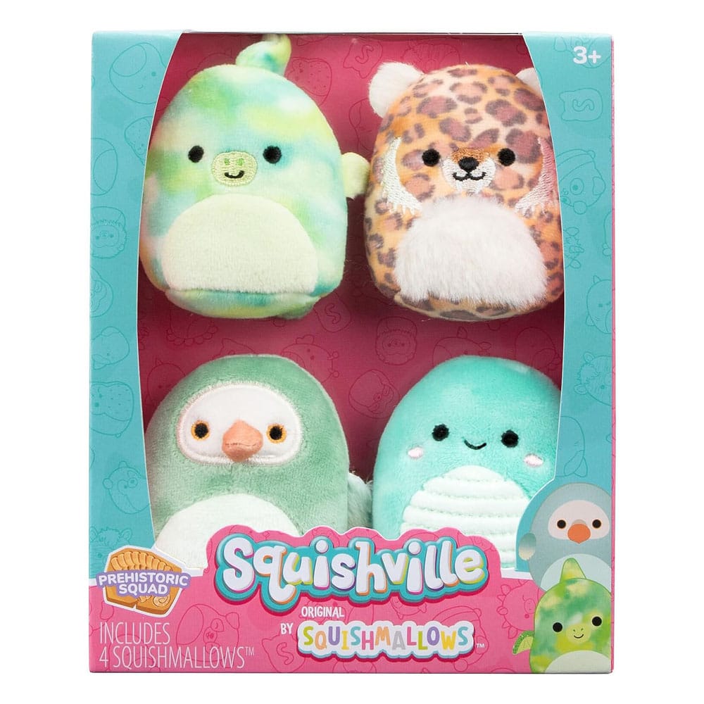 Squishville Mini Squishmallows Pack de 4 Peluches Prehistoric Squad 5 cm