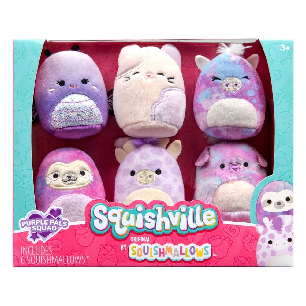 Squishville Mini Squishmallows Pack de 6 Peluches Purple Pals Squad 5 cm